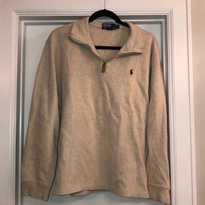 Cream Polo Pullover Halfzip Sweater